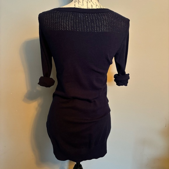 NY&C Navy Blue Crew Neck Crotchet Detailed Long Sleeve Sweater Size XS - Picture 2 of 6